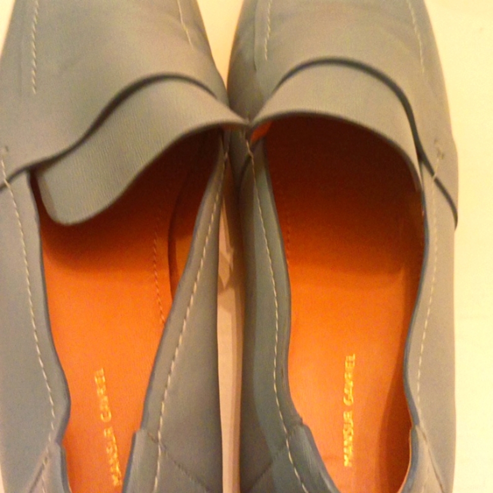 Blue Mansur gavriel blue leather loafers